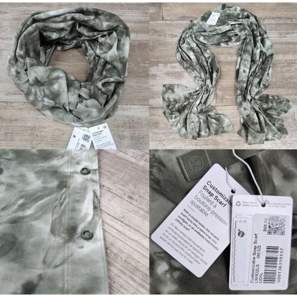 Lululemon Customizable Snap Scarf Camo Green NEW With Tag Wear 10 Ways